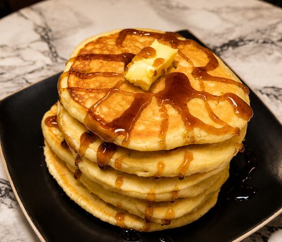 Pancake stack with syrup